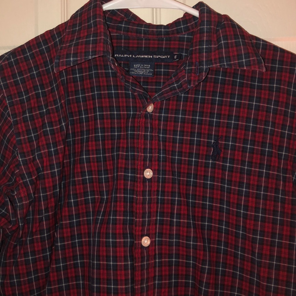 POLO Button down Navy blue/ Maroon sz6/ Small-med